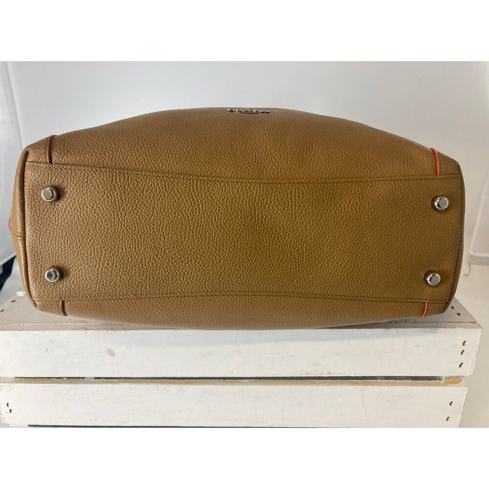 COACH 37721 LARGE BROWN, PINK PEBBLED LEATHER SHOULDER BAG - Picture 6 of 16